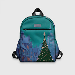 Детский рюкзак Зеленая новогодняя елка во вдоре, цвет: 3D-принт