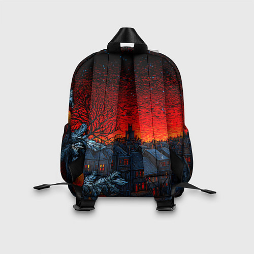 Детский рюкзак Новый год в ночном городе / 3D-принт – фото 2
