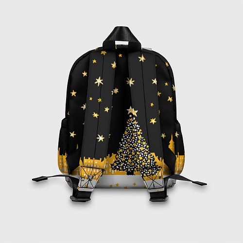 Детский рюкзак Новый год в черно-желтом стиле / 3D-принт – фото 2