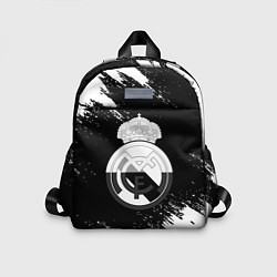 Детский рюкзак Реал Мадрид черно белые краски, цвет: 3D-принт