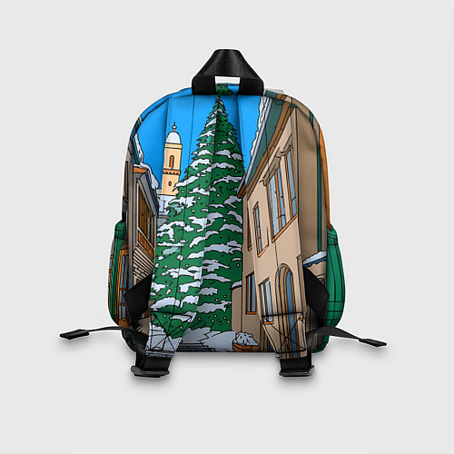 Детский рюкзак Новогодняя мультяшная улица / 3D-принт – фото 2