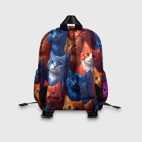 Детский рюкзак Разноцветные котики паттерн / 3D-принт – фото 2