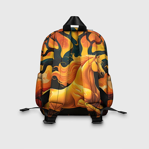 Детский рюкзак Огненная лошадь на фоне древа / 3D-принт – фото 2