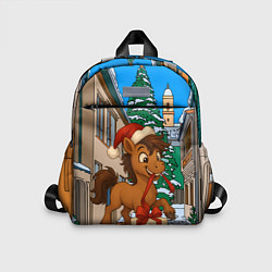 Детский рюкзак Лошадка распаковывает новогодний подарок, цвет: 3D-принт