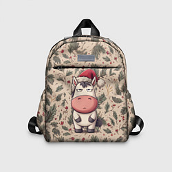 Детский рюкзак Новогодняя лошадка на фоне елочных веток, цвет: 3D-принт