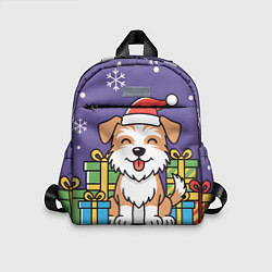 Детский рюкзак Новогодняя собачка с подарками, цвет: 3D-принт