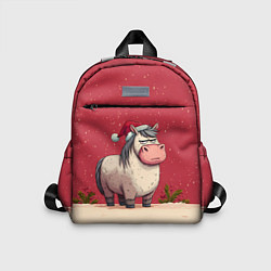 Детский рюкзак Новогодняя лошадка с прищуренным взглядом, цвет: 3D-принт