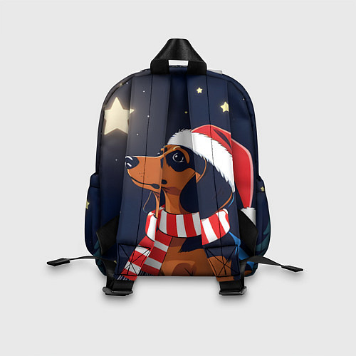 Детский рюкзак Новогодняя такса и звезды / 3D-принт – фото 2
