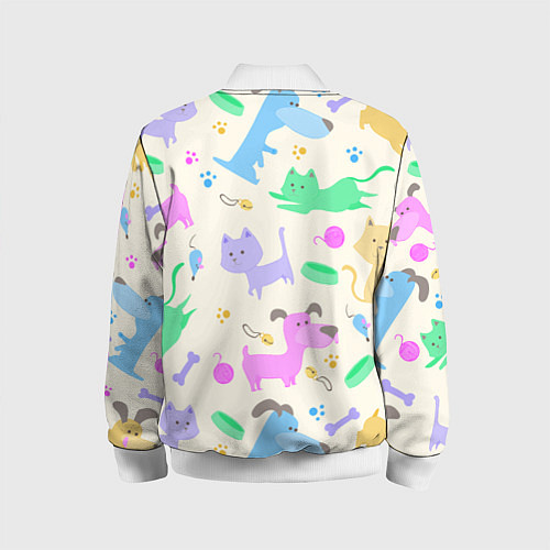 Детский бомбер Узор с домашними питомцами / 3D-Белый – фото 2