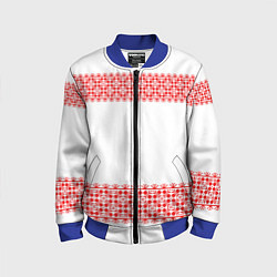 Детский бомбер Славянский орнамент (на белом)