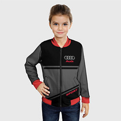 Бомбер детский Audi: Crey & Black, цвет: 3D-красный — фото 2