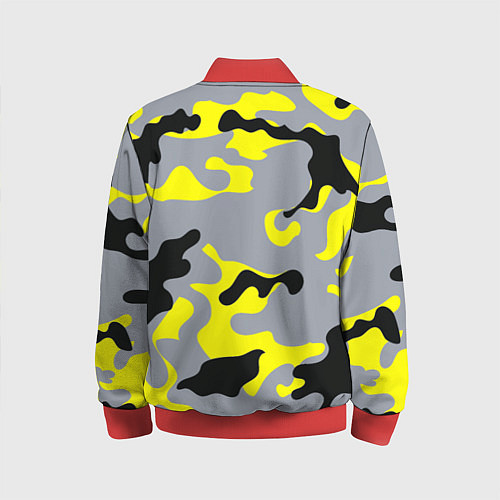 Детский бомбер Yellow & Grey Camouflage / 3D-Красный – фото 2