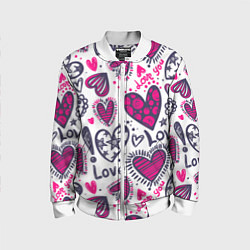 Детский бомбер Love - pink hearts