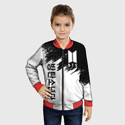 Бомбер детский BTS: White & Black, цвет: 3D-красный — фото 2