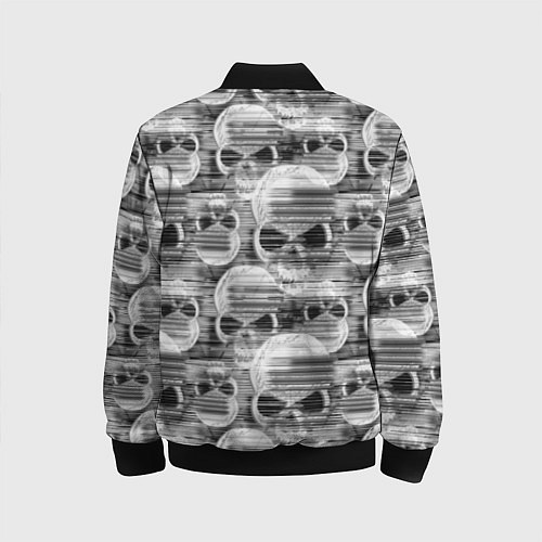 Детский бомбер Серые черепа - растр / 3D-Черный – фото 2
