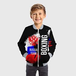 Бомбер детский Boxing Russia Team и герб РФ, цвет: 3D-серый — фото 2