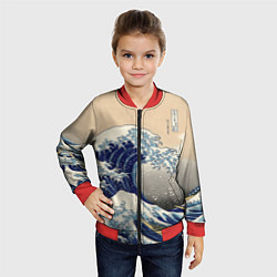 Бомбер детский Kanagawa Wave Art, цвет: 3D-красный — фото 2