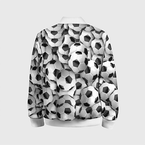 Детский бомбер Футбольные мячи много / 3D-Белый – фото 2