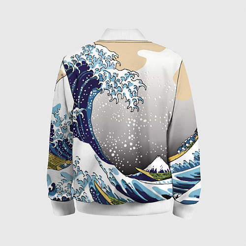 Детский бомбер The great wave off kanagawa / 3D-Белый – фото 2