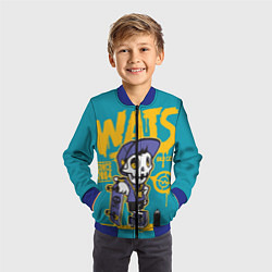 Бомбер детский Граффити Wats череп в кепке, цвет: 3D-синий — фото 2