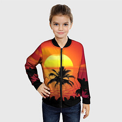 Бомбер детский Пальмы на фоне моря, цвет: 3D-черный — фото 2
