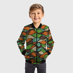 Бомбер детский Абстрактные волны, цвет: 3D-черный — фото 2