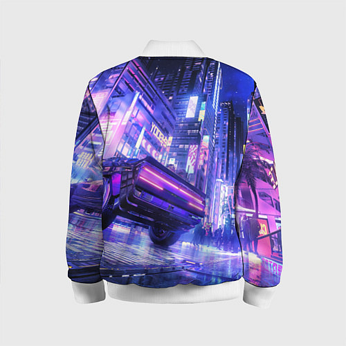 Детский бомбер Cyberpunk city / 3D-Белый – фото 2