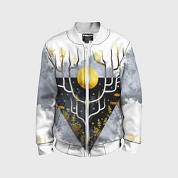 Бомбер детский Графит и золото: дерево жизни, цвет: 3D-белый