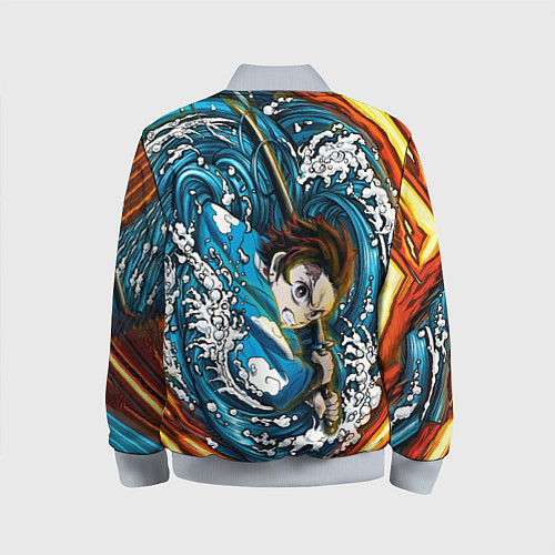 Детский бомбер Танджиро Камадо Клинок демонов / 3D-Серый – фото 2