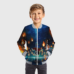 Бомбер детский Ренгоку Кёджуро Клинок демонов, цвет: 3D-серый — фото 2