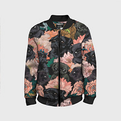 Детский бомбер Мопсы и Цветы