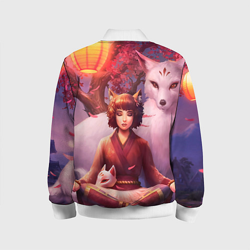 Детский бомбер Девушка-лиса / 3D-Белый – фото 2