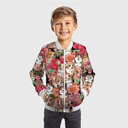Бомбер детский Корги & Цветы, цвет: 3D-белый — фото 2