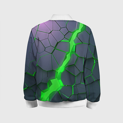 Детский бомбер ЗЕЛЕНЫЙ РАЗЛОМ 3Д РАЗЛОМ / 3D-Белый – фото 2