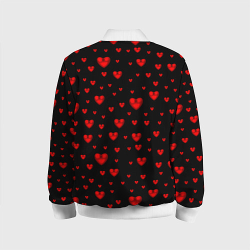 Детский бомбер Красные сердца / 3D-Белый – фото 2