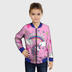 Бомбер детский Единорог Радужный, цвет: 3D-синий — фото 2