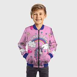Бомбер детский Единорог Радужный, цвет: 3D-синий — фото 2