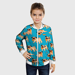 Бомбер детский Мопсы с пиццей, цвет: 3D-белый — фото 2