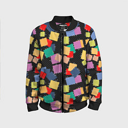 Бомбер детский Заплатки на черном фоне, цвет: 3D-черный