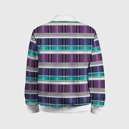 Детский бомбер Бирюзово-сиреневый полосатый / 3D-Белый – фото 2