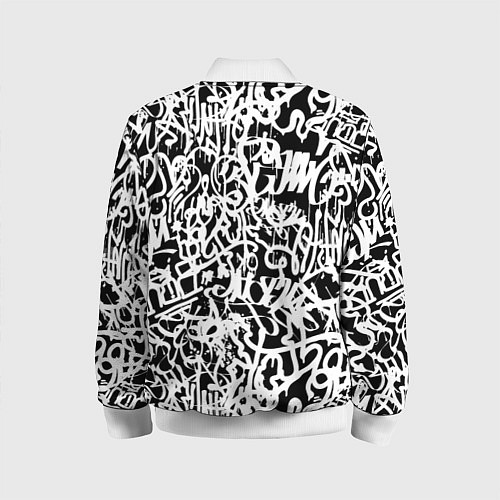 Детский бомбер Graffiti white on black / 3D-Белый – фото 2