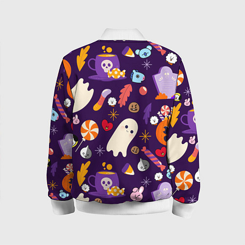 Детский бомбер HALLOWEEN BTS BT21 PATTERN БТ21 БТС ХЕЛЛОУИН / 3D-Белый – фото 2