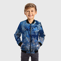 Бомбер детский Снежинки макро snowflakes macro, цвет: 3D-черный — фото 2