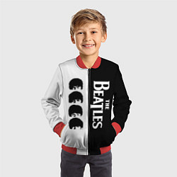 Бомбер детский The Beatles черно - белый партер, цвет: 3D-красный — фото 2