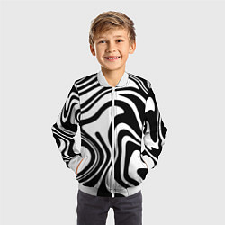 Бомбер детский Черно-белые полосы Black and white stripes, цвет: 3D-белый — фото 2