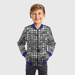 Бомбер детский Geometry Dash: BW Pattern, цвет: 3D-синий — фото 2