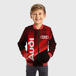 Бомбер детский AUDI АУДИ SPORT СПОРТ RED AND BLACK, цвет: 3D-красный — фото 2