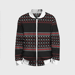 Бомбер детский НОВОГОДНИЙ ПАТТЕРН SWEATER, цвет: 3D-белый