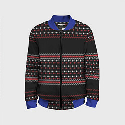 Бомбер детский НОВОГОДНИЙ ПАТТЕРН SWEATER, цвет: 3D-синий