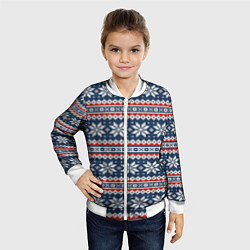 Бомбер детский Knitted Christmas Pattern, цвет: 3D-белый — фото 2